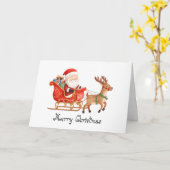 Carte Santa Claus is coming whimsical Greeting Card (Fleur jaune)