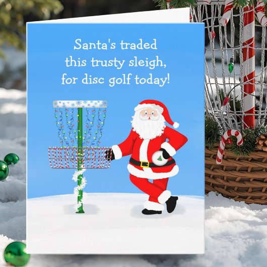 Carte Santa Claus Jouer Disque Golf