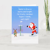 Carte Santa Claus Jouer Disque Golf avec Reindeer (Devant)