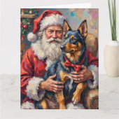 Carte Santa Claus Norwegian Lundehund Christmas Art (Devant)