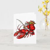 Carte Santa Claus Riding Lobster Lights Christmas Fishin (Fleur jaune)
