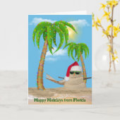Carte Santa Claus Sandman Avec Palmiers (Fleur jaune)