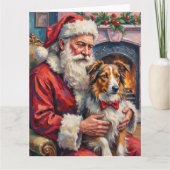 Carte Santa Claus Shetland Sheepdog Christmas Art (Devant)