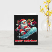 Carte Santa Claus Snowboard Joyeux Noël Hiver Ho (Fleur jaune)