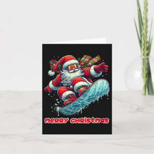 Carte Santa Claus Snowboard Joyeux Noël Hiver Ho
