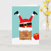 Carte Santa Claus stuck in the chimney on the roof (Fleur jaune)