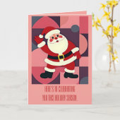 Carte Santa Claus Waving Mid-Century Modern Holiday Fun (Fleur jaune)