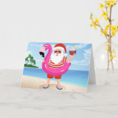 Carte Santa Claus with flamingo (Fleur jaune)