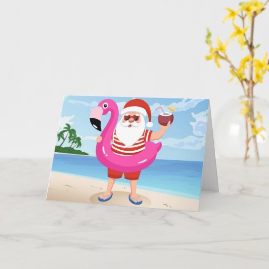 Carte Santa Claus with flamingo (Fleur jaune)