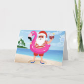 Carte Santa Claus with flamingo (Devant)