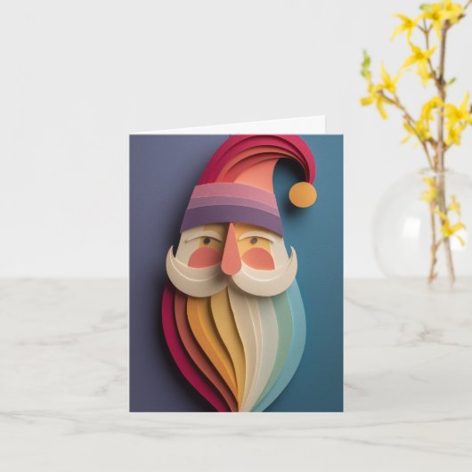 Carte Santa Claus with rainbow-colored beard (Fleur jaune)