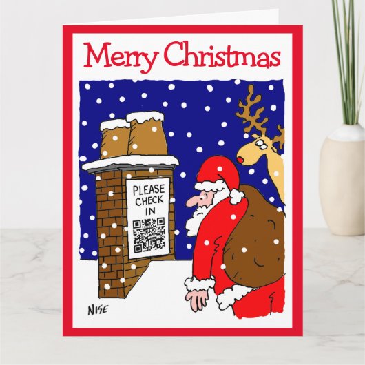 Carte Santa Clause QR Code Design Funny Christmas Card (Devant)