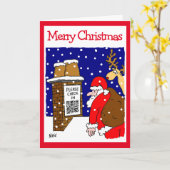 Carte Santa Clause QR Code Design Funny Christmas Card (Fleur jaune)