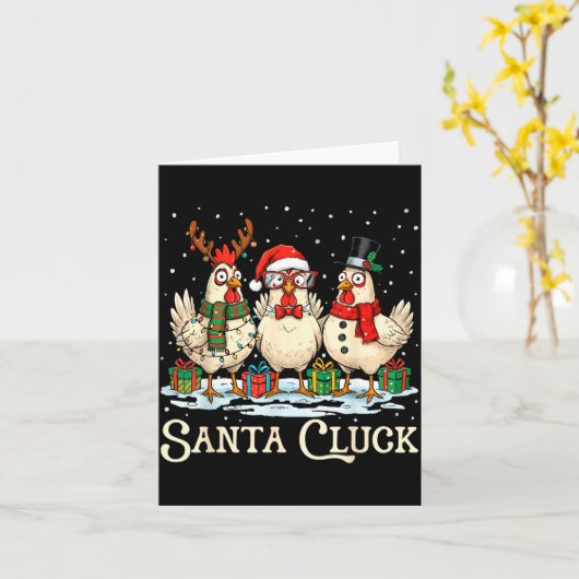 Carte Santa Cluck Chicken Christmas Farm Animal Funny (Fleur jaune)