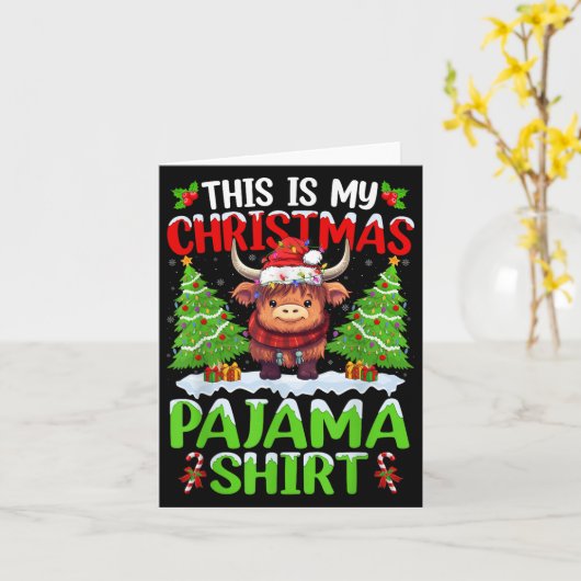 Carte Santa Cow Xmas Tree Lights This Is My Christmas Pa (Fleur jaune)
