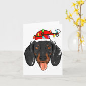Carte Santa Dachshund Light Christmas  (Fleur jaune)