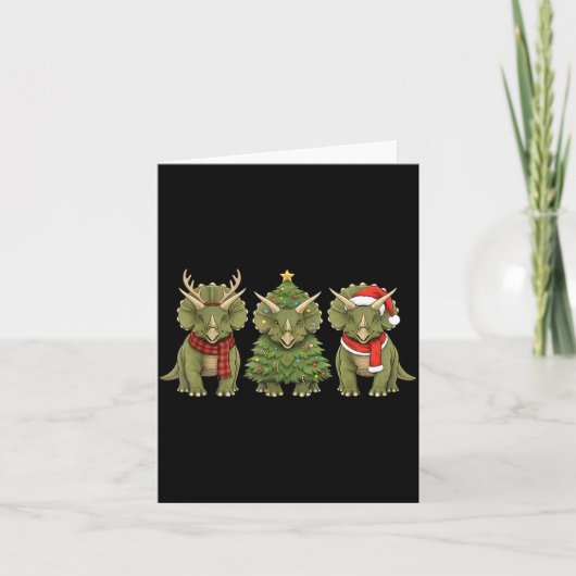 Carte Santa Dinosaur Christmas Tree Triceratops Lover Xm (Devant)