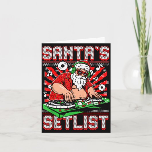 Carte Santa Dj Musician Santa’s Setlist House Music Ugly (Devant)