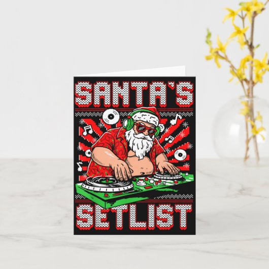 Carte Santa Dj Musician Santa’s Setlist House Music Ugly (Fleur jaune)