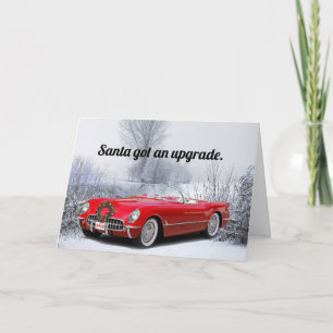 Carte Santa Drives A Classic Red Convertible Christmas