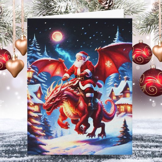 Carte Santa et dragon la veille de Noël