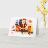 Carte Santa et ours festifs (Fleur jaune)