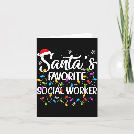Carte Santa Favorite Social Worker Christmas Lights Fami (Devant)