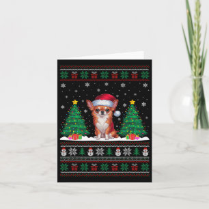 Carte Santa Hat Chihuahua Chien Les lumières des arbres