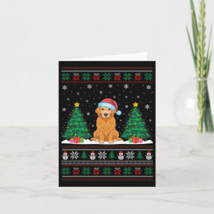 Carte Santa Hat Golden Retriever Chien Xmas Arbre Lumièr
