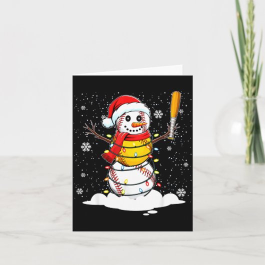 Carte Santa Hat Snowman Xmas Funny Baseball Softball Chr (Devant)