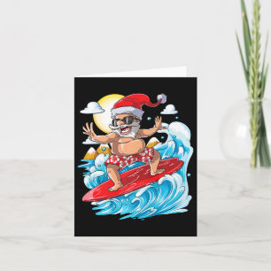 Carte Santa Hawaiian Surfing T-shirt Christmas Summer Su