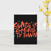 Carte Santa Is Coming To Town Holiday Design T Shirt (Fleur jaune)
