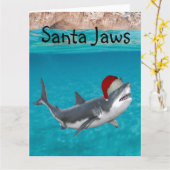 Carte Santa Jaws Funny Noël Requin  (Fleur jaune)