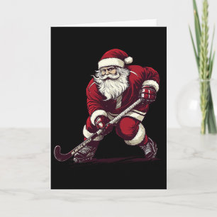 Carte Santa jouant au hockey sur gazon Drôle de jeu de h