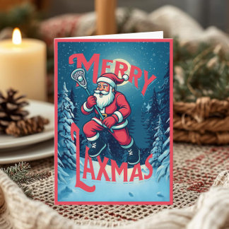 Carte Santa Joyeux Laxmas Lacrosse Photo de Noël
