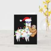 Carte Santa Llama Xmas Funny Llama Sloth Christmas (Fleur jaune)