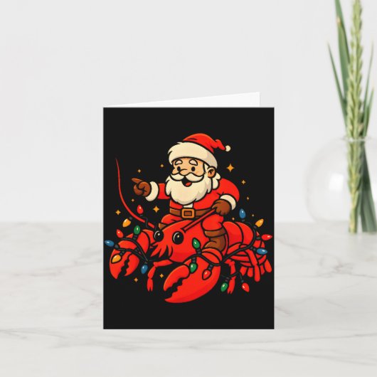 Carte Santa Lobster Christmas Pajama Santa Riding Lobste (Devant)
