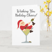 Carte Santa Martini Holiday Cheers Christmas Card (Fleur jaune)