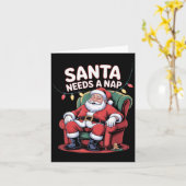 Carte Santa Needs A Nap Funny Christmas Holiday Humor (Fleur jaune)