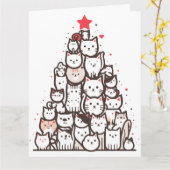 Carte Santa Paws Chat Joyeux Noël Arbre de Catmas (Fleur jaune)