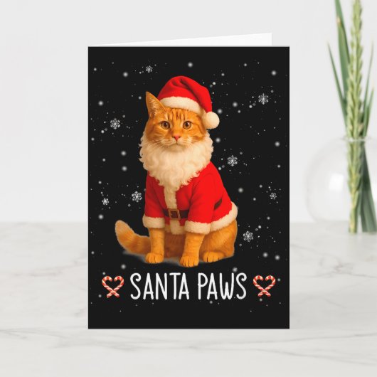 Carte Santa Paws Funny Orange Tabby Cat Christmas Holida (Devant)