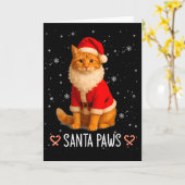 Carte Santa Paws Funny Orange Tabby Cat Christmas Holida (Fleur jaune)
