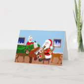 Carte Santa Playing Piano with Reindeer Blank  (Devant)