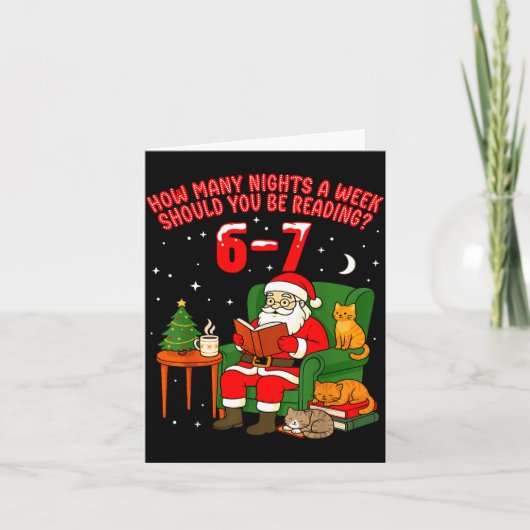 Carte Santa Reading 67 Cat Christmas Six Seven Teacher B (Devant)
