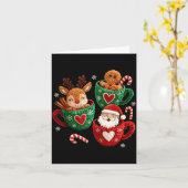 Carte Santa Reindeer Gingerbread Faux Yarn Christmas  (Fleur jaune)