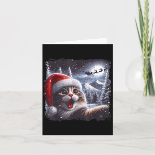 Carte Santa Reindeer Selfie Cat Funny Christmas Tee  (Devant)