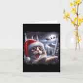 Carte Santa Reindeer Selfie Cat Funny Christmas Tee  (Fleur jaune)