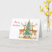 Carte Santa reindeers helpers & whimsical Christmas (Fleur jaune)