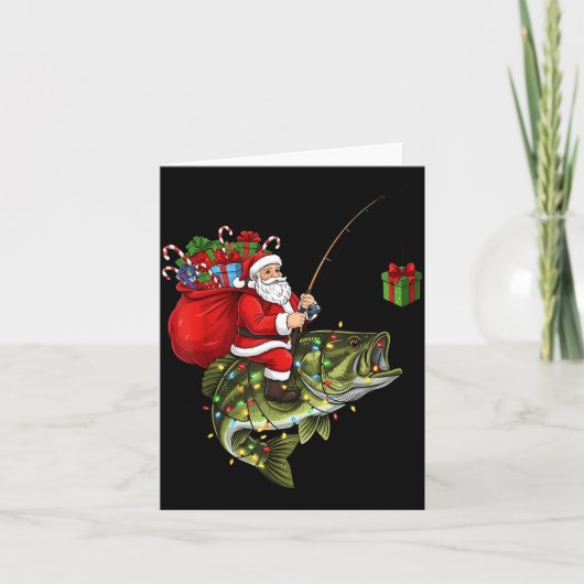 Carte Santa Riding B Fish Christmas Fishing Funny Xmas P (Devant)