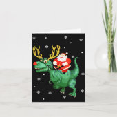 Carte Santa Riding Dinosaur Funny Merry Christmas Lover (Devant)